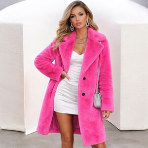 Avec Les Filles Hot Pink Faux Fur Dopamine Coat Barbiecore Glam Statement Y2K M